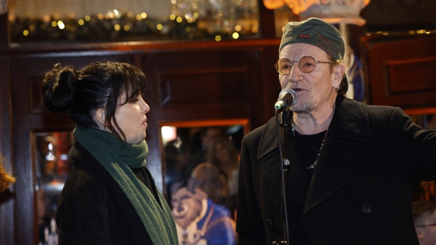 U2’s Bono performs at annual Christmas Eve Busk in Dublin