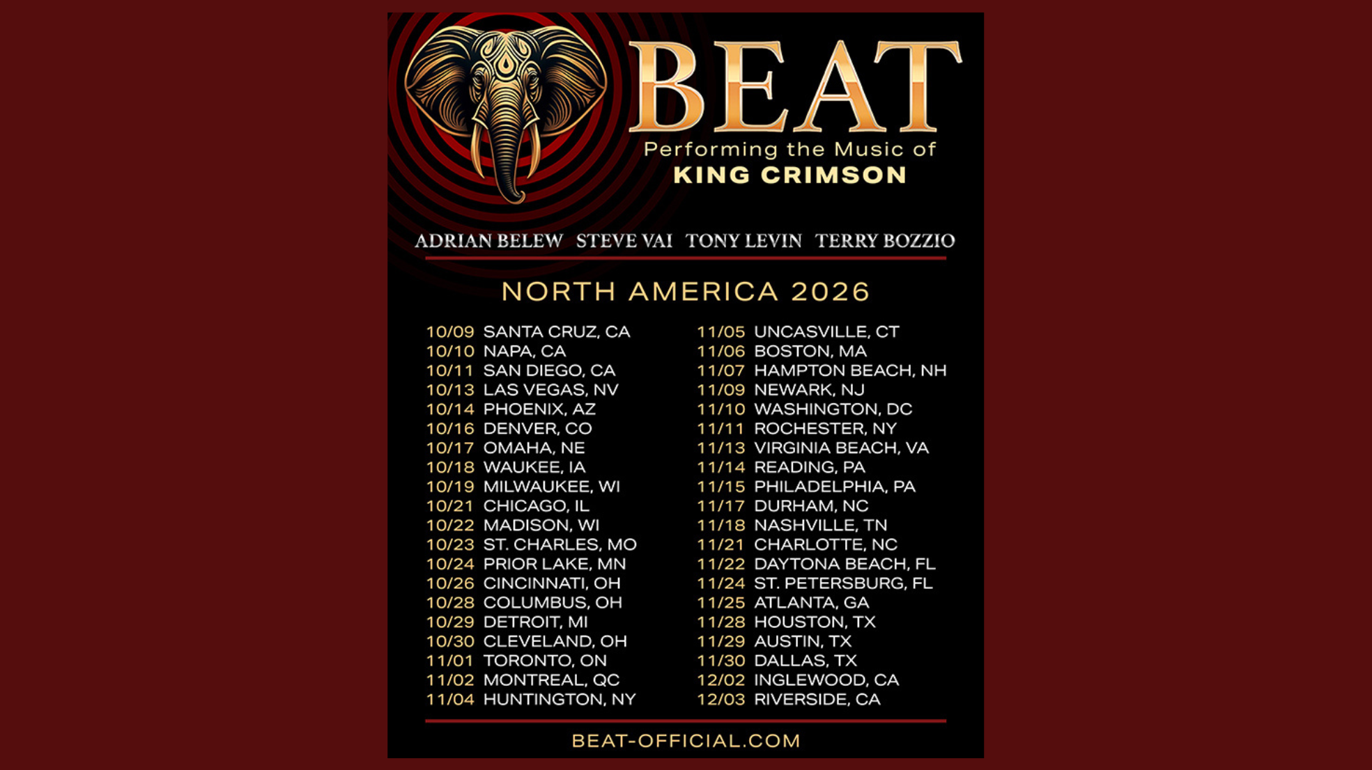 BEAT announces dates for new North American tour